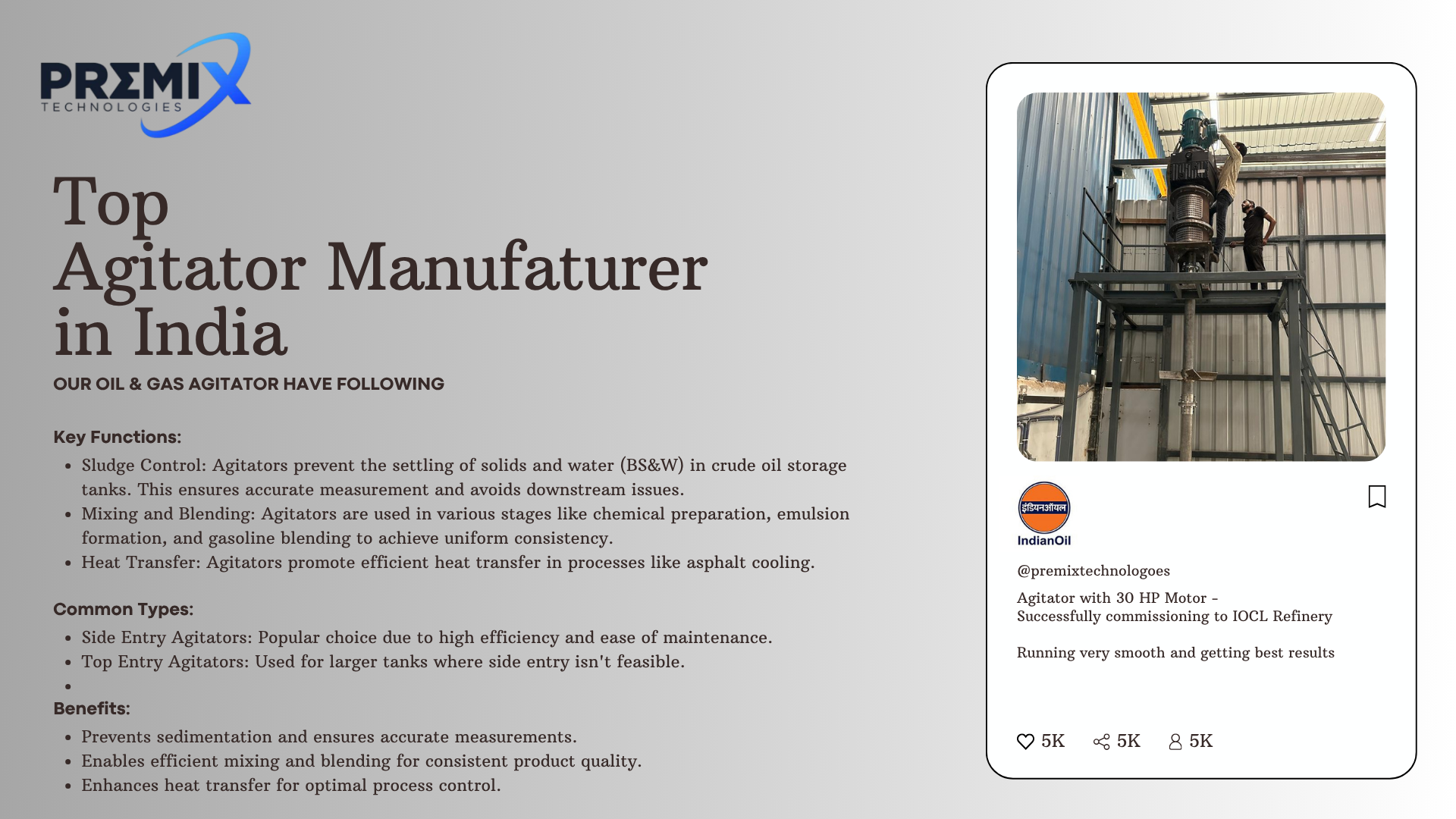Get the Right Mix: A Guide to Industrial Agitators from Premix Technologies